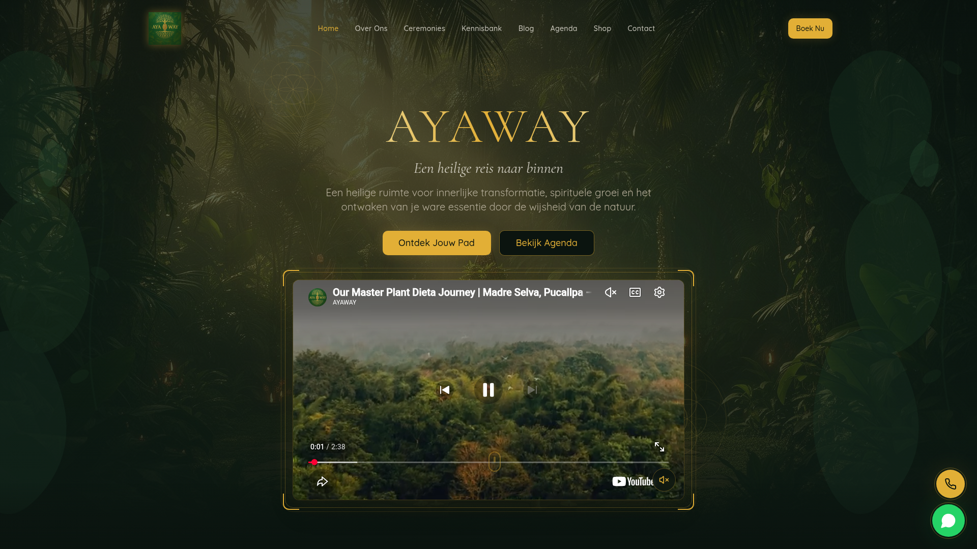 Website-Design für Ayaway Ceremonies — Spirituelle Plattform aus NL/EN
